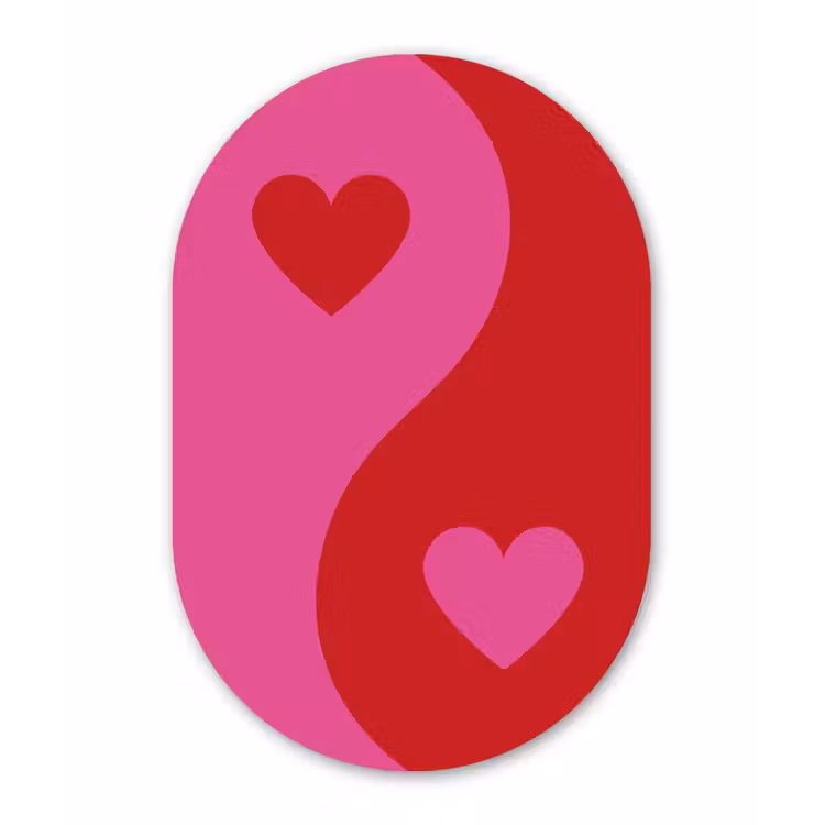 Muurovaal - Glas - Minimalistisch - Rood - Roze - Hartjes — 1