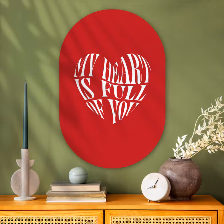 Muurovaal - Glas - Rood - Hart- Tekst - Valentijn — 2