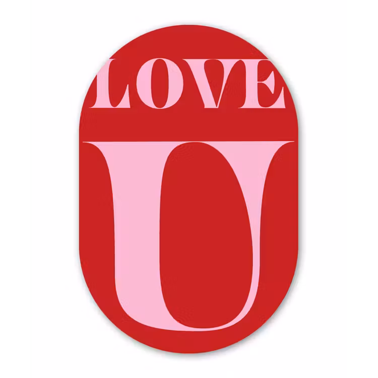 Muurovaal - Glas - Rood - Love - Valentijn - Roze — 1