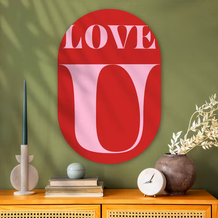 Muurovaal - Glas - Rood - Love - Valentijn - Roze — 2
