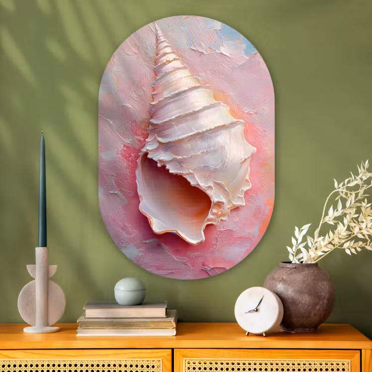 Muurovaal - Glas - Schelp - Pastel - Pink — 2