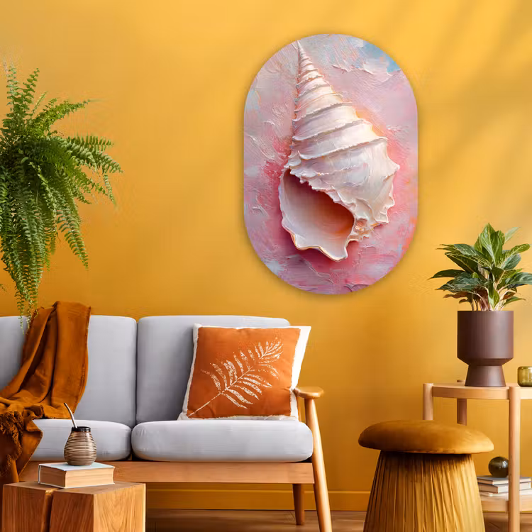 Muurovaal - Glas - Schelp - Pastel - Pink — 3