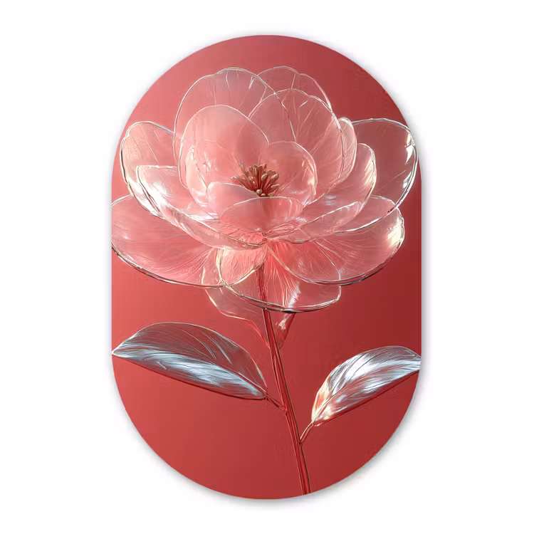 Muurovaal - Glas - Sierlijk - Bloem - Roze - Glazen — 1