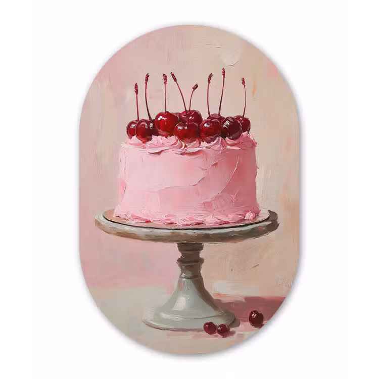 Muurovaal - Glas - Taart - Pink - Cherry — 1
