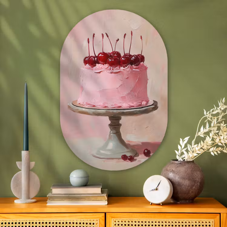 Muurovaal - Glas - Taart - Pink - Cherry — 2