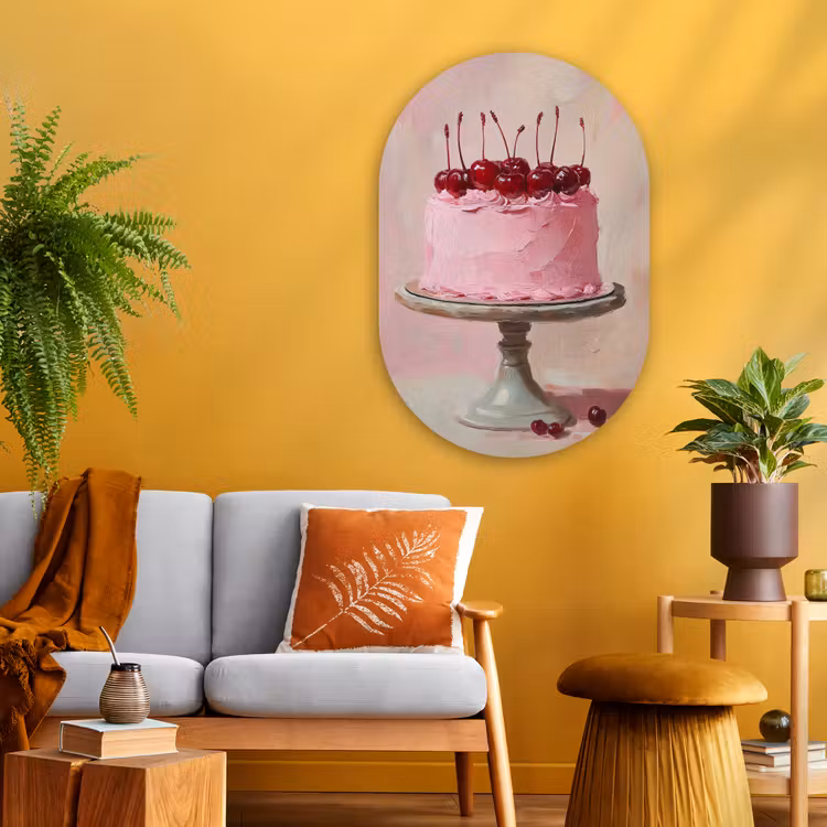 Muurovaal - Glas - Taart - Pink - Cherry — 3