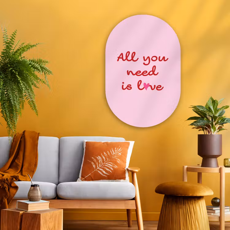Muurovaal - Glas - Tekst - Roze - Love - Hart — 3