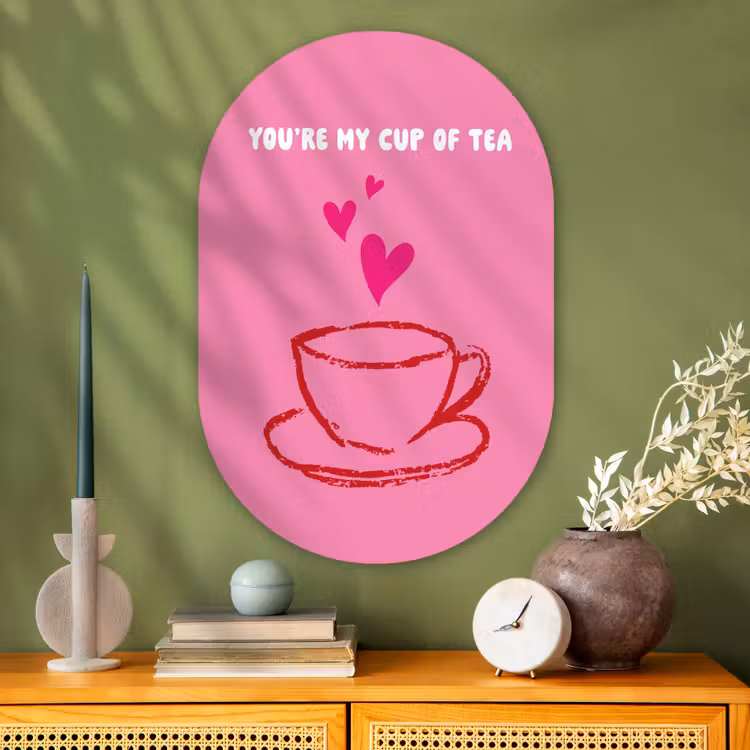 Muurovaal - Glas - Thee - Roze - Valentijn - Tekst — 2
