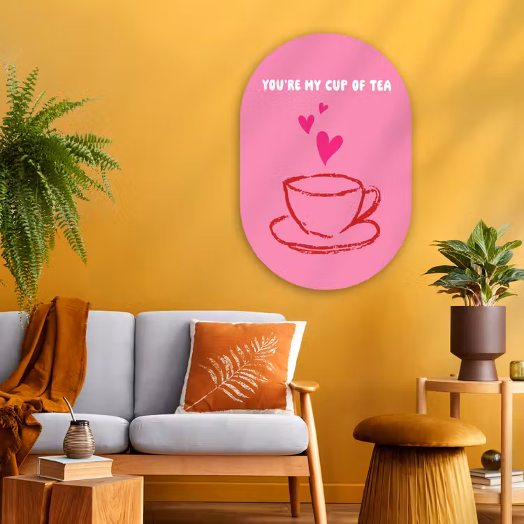 Muurovaal - Glas - Thee - Roze - Valentijn - Tekst — 3