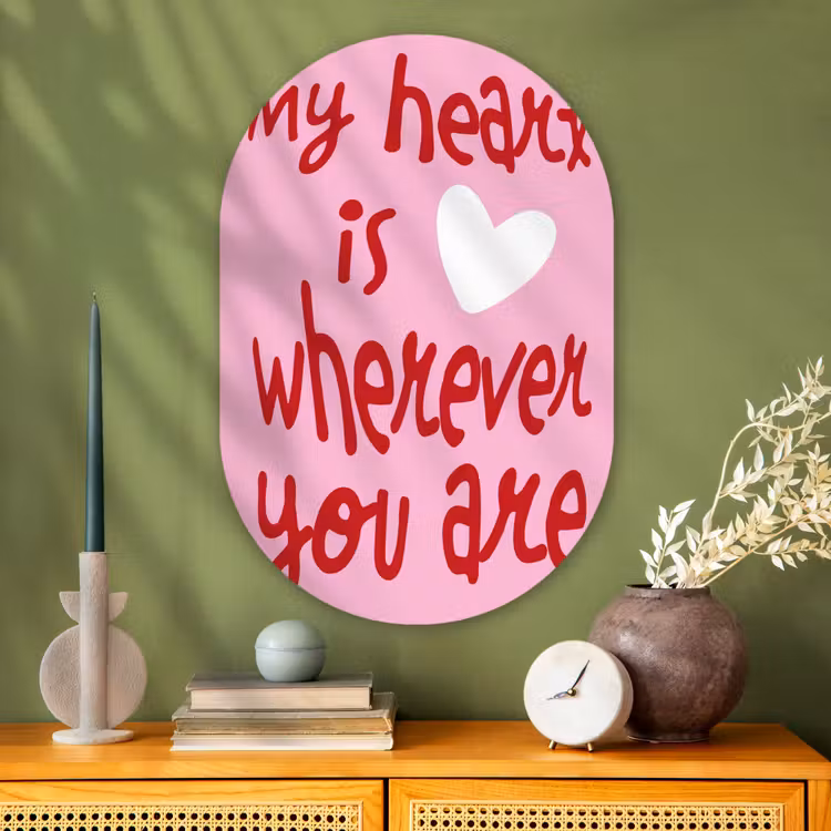 Muurovaal - Glas - Valentijn - Hart - Liefde - Roze — 2