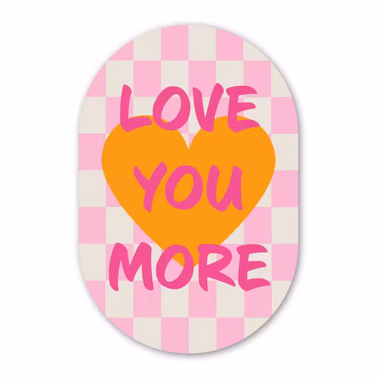Muurovaal - Glas - Valentijn - Love - Roze - Oranje — 1