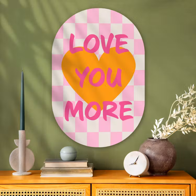 Muurovaal - Glas - Valentijn - Love - Roze - Oranje — 2