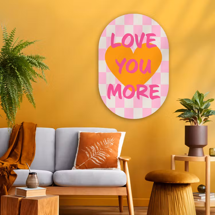 Muurovaal - Glas - Valentijn - Love - Roze - Oranje — 3
