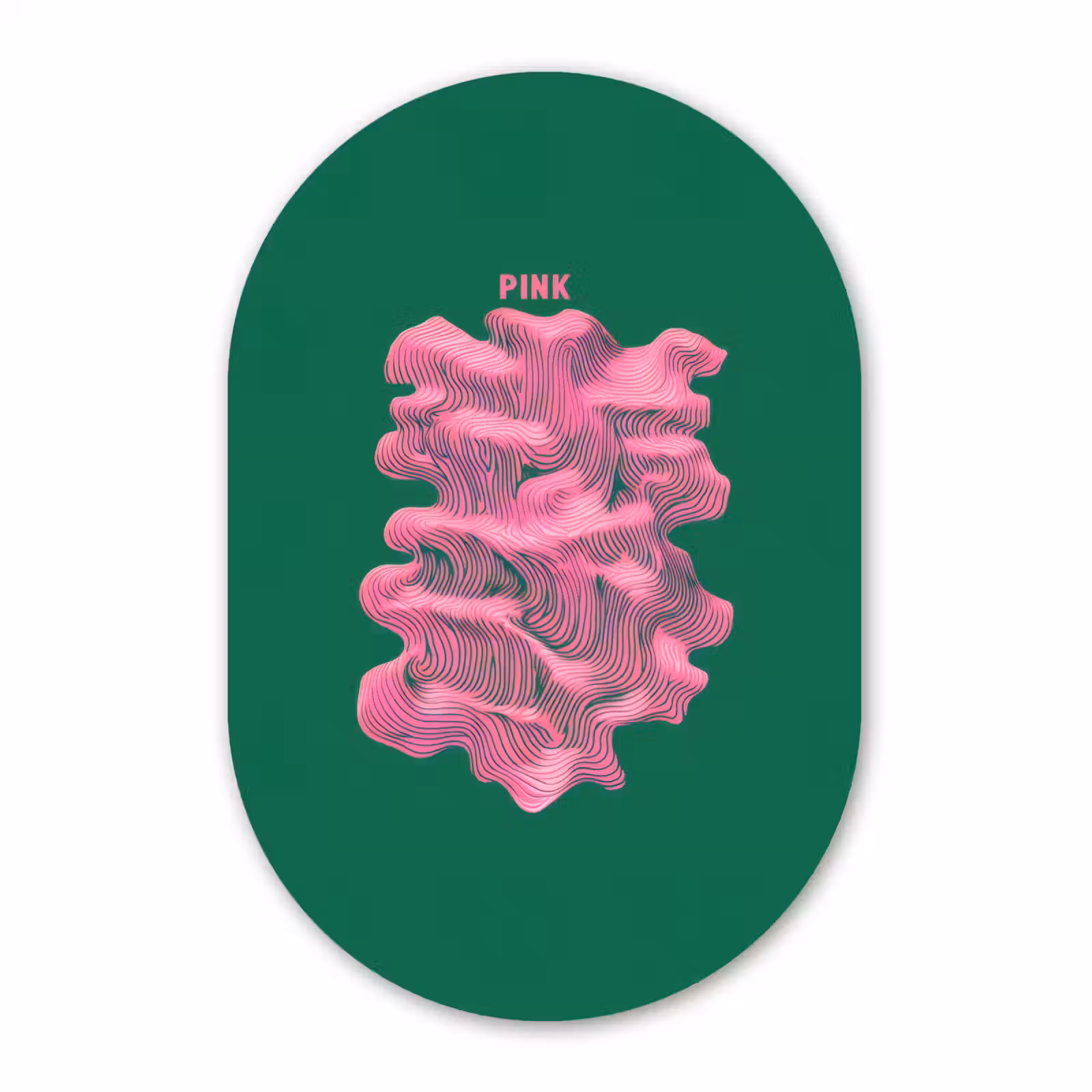 Muurovaal - Glas - Abstract - Pink - Lijnen - Groen — 1