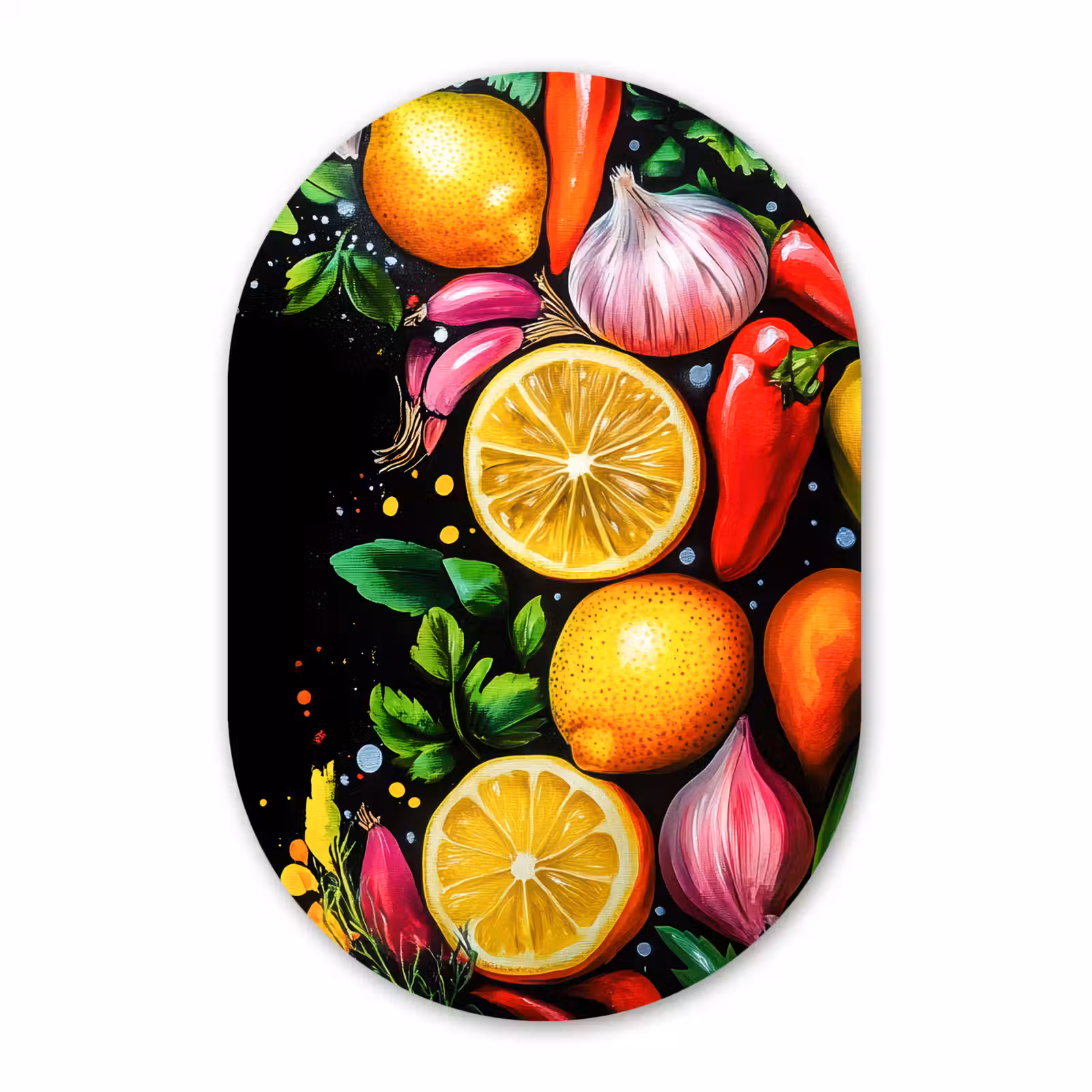 Muurovaal - Glas - Citroenen - Peper - Kruiden - Graffiti - Verf - Abstract — 1