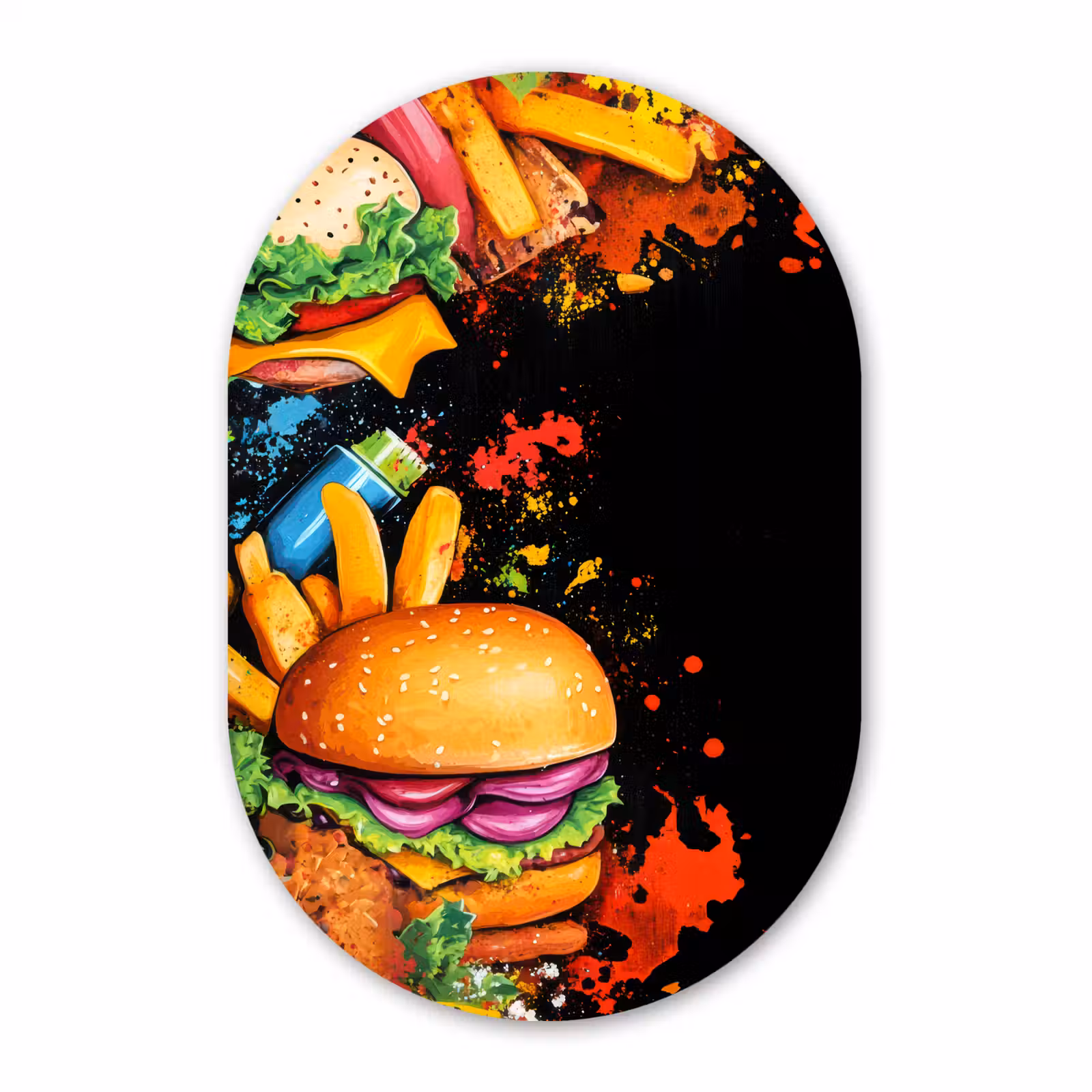 Muurovaal - Glas - Fastfood - Graffiti - Hamburger - Eten - Modern — 1