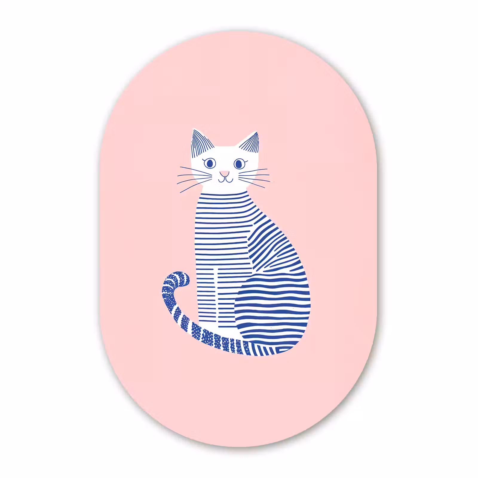 Muurovaal - Glas - Kat - Illustratie - Minimalistisch - Roze — 1