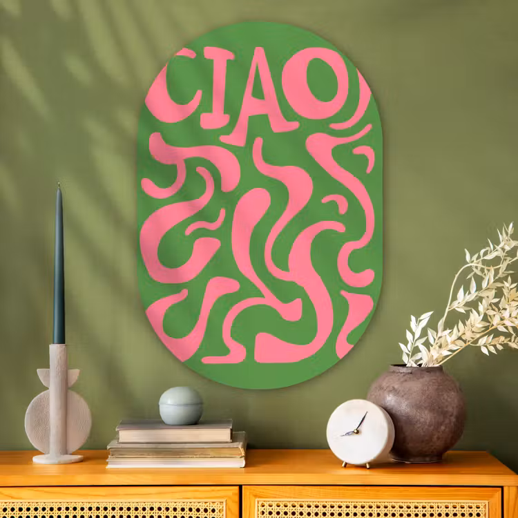 Muurovaal - Glas - Abstract - Roze - Ciao - Vormen — 2