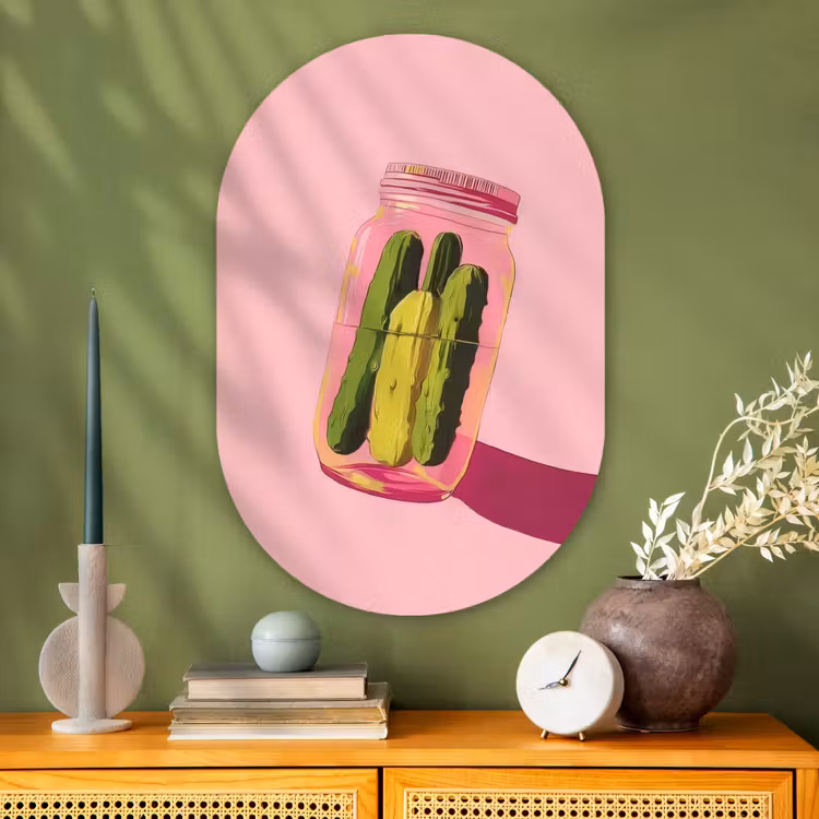Muurovaal - Glas - Augurken - Pot - Schaduw - Roze — 2