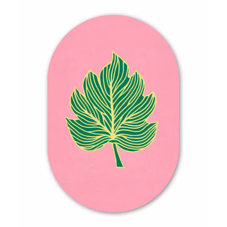 Muurovaal - Glas - Blad - Groen - Illustratie - Minimalistisch — 1