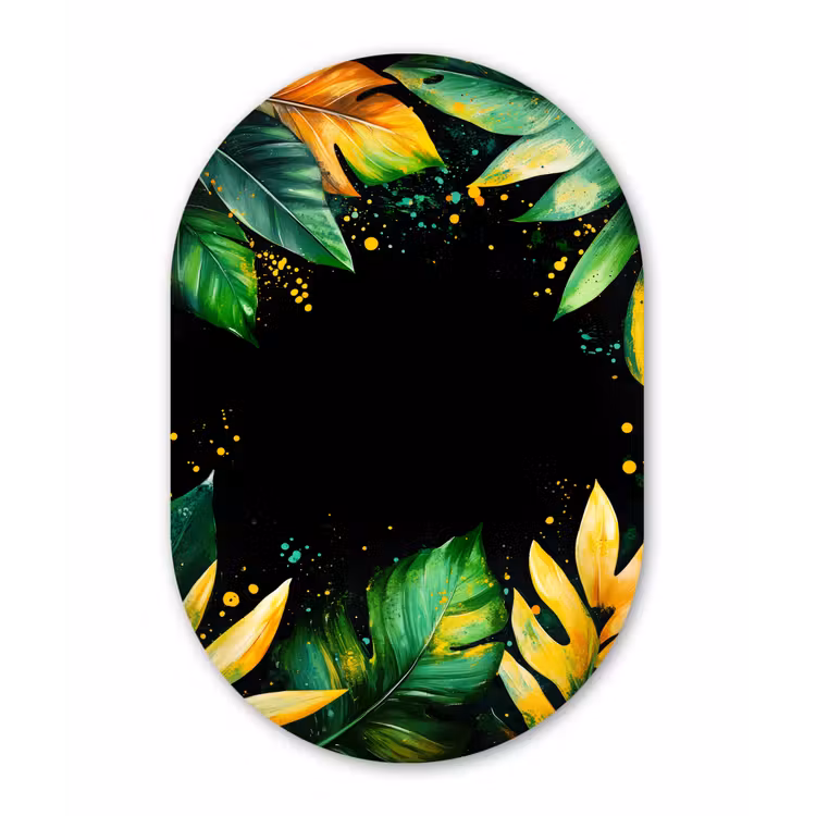 Muurovaal - Glas - Bladeren - Groen - Geel - Verf - Jungle — 1