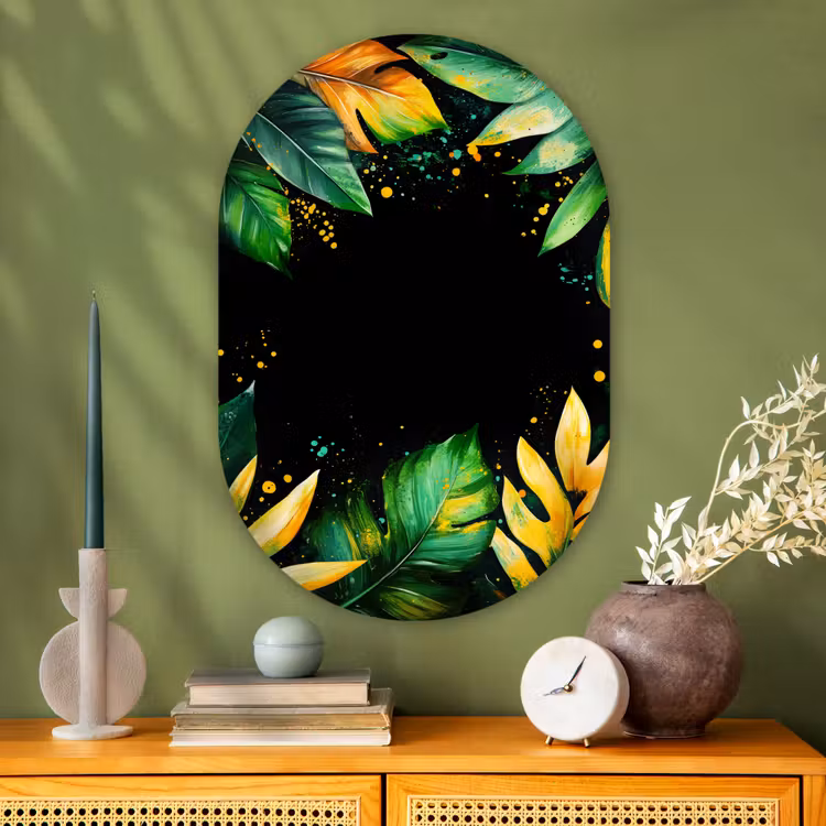 Muurovaal - Glas - Bladeren - Groen - Geel - Verf - Jungle — 2
