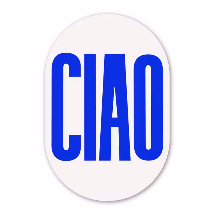 Muurovaal - Glas - Ciao - Hoofdletters - Blauw - Minimalistisch — 1