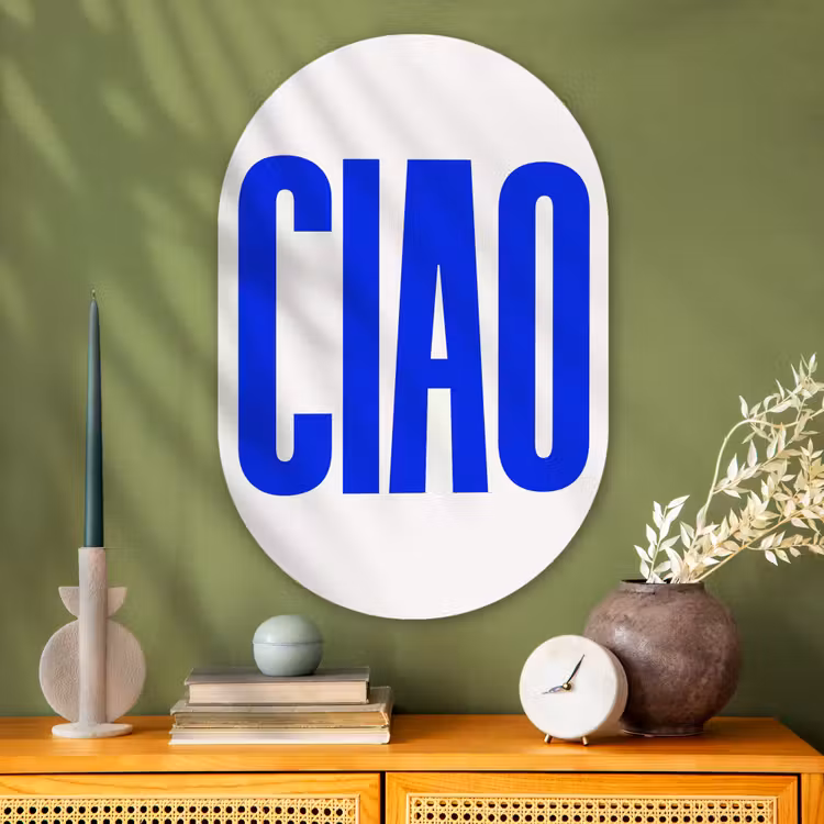 Muurovaal - Glas - Ciao - Hoofdletters - Blauw - Minimalistisch — 2