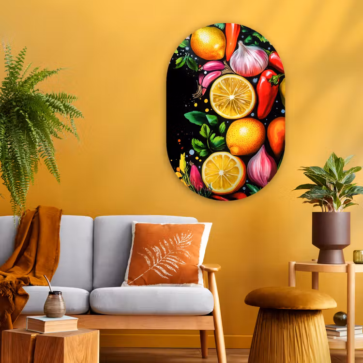 Muurovaal - Glas - Citroenen - Peper - Kruiden - Graffiti - Verf - Abstract — 3