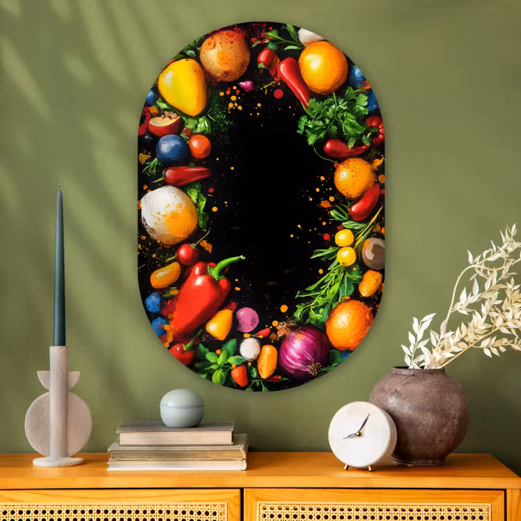 Muurovaal - Glas - Groente - Graffiti - Kleurrijk - Koken - Abstract — 2
