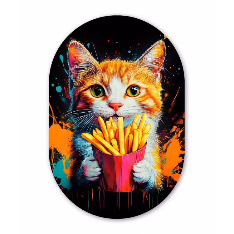 Muurovaal - Glas - Kat - Eten - Patat - Graffiti - Abstract — 1
