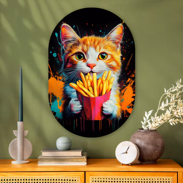 Muurovaal - Glas - Kat - Eten - Patat - Graffiti - Abstract — 2
