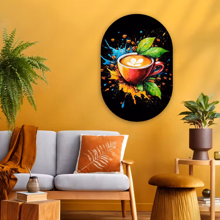 Muurovaal - Glas - Koffie - Graffiti - Drinken - Abstract — 3