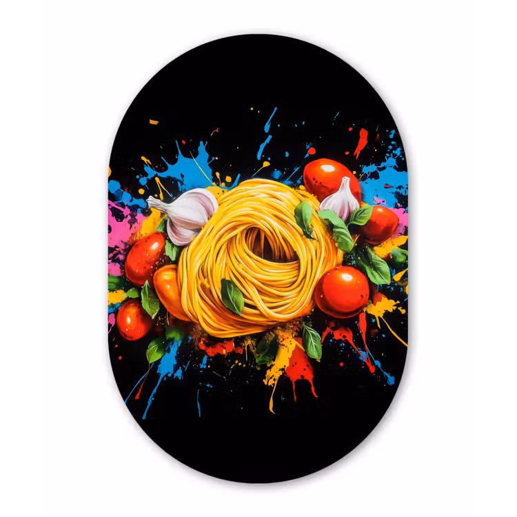 Muurovaal - Glas - Spaghetti - Graffiti - Verf - Kleurrijk - Eten - Modern — 1