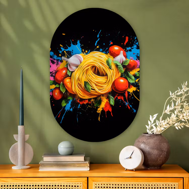 Muurovaal - Glas - Spaghetti - Graffiti - Verf - Kleurrijk - Eten - Modern — 2