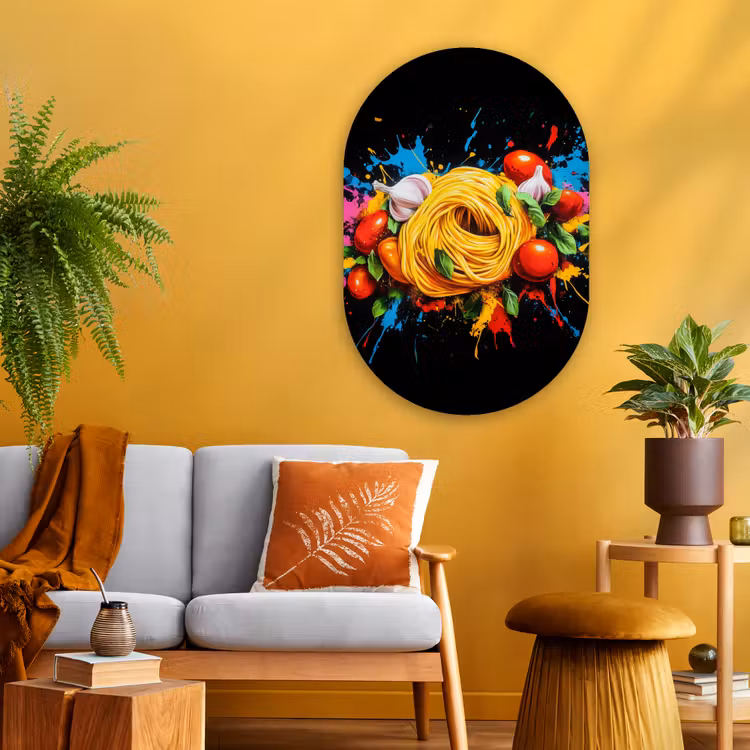 Muurovaal - Glas - Spaghetti - Graffiti - Verf - Kleurrijk - Eten - Modern — 3