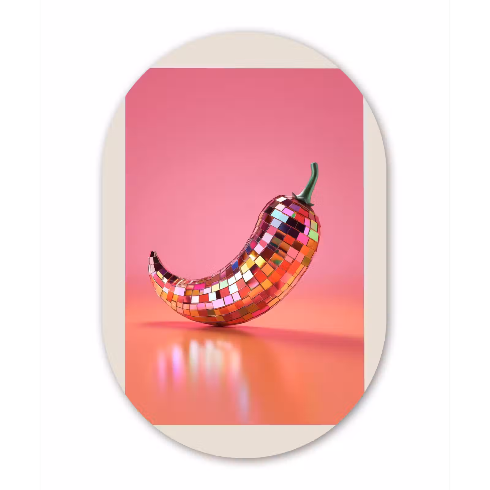 Muurovaal - Glas - Disco - Peper - Roze — 1