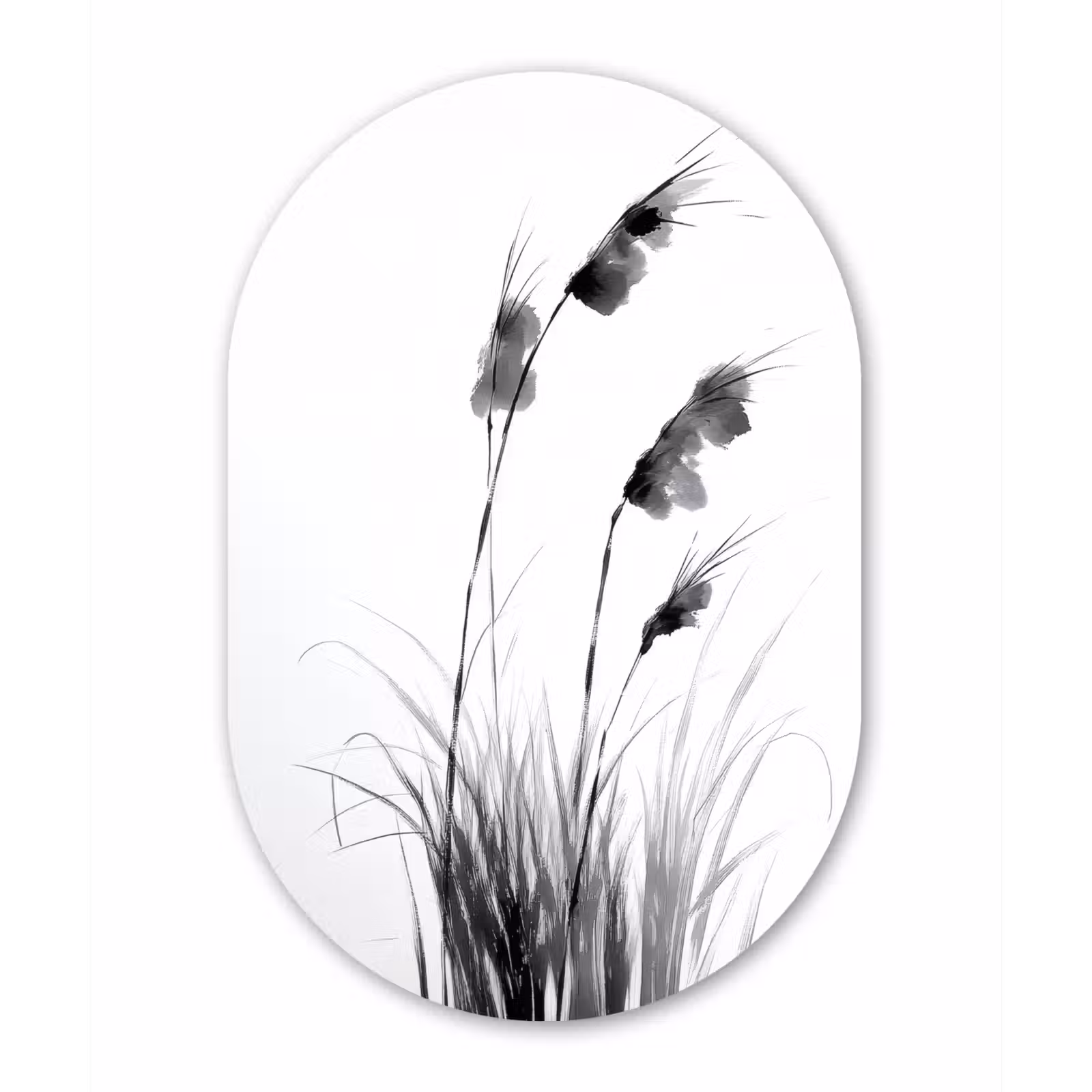 Muurovaal - Glas - Minimalistisch - Stelen - Wit — 1