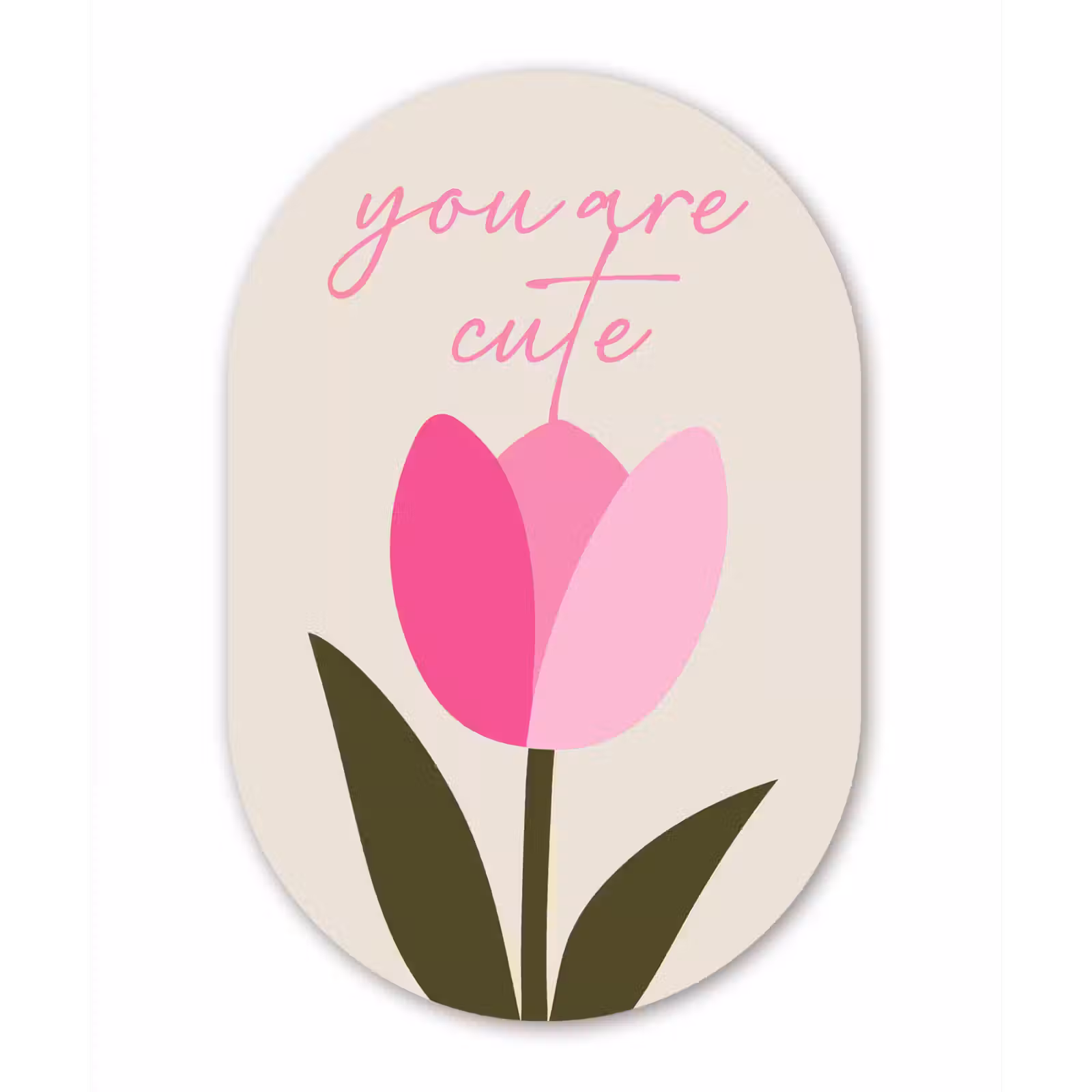 Muurovaal - Glas - Tulp - Roze - Valentijn - Bloem — 1
