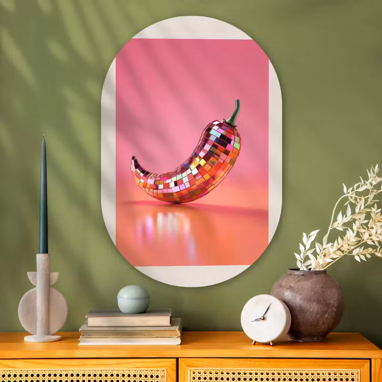 Muurovaal - Glas - Disco - Peper - Roze — 2