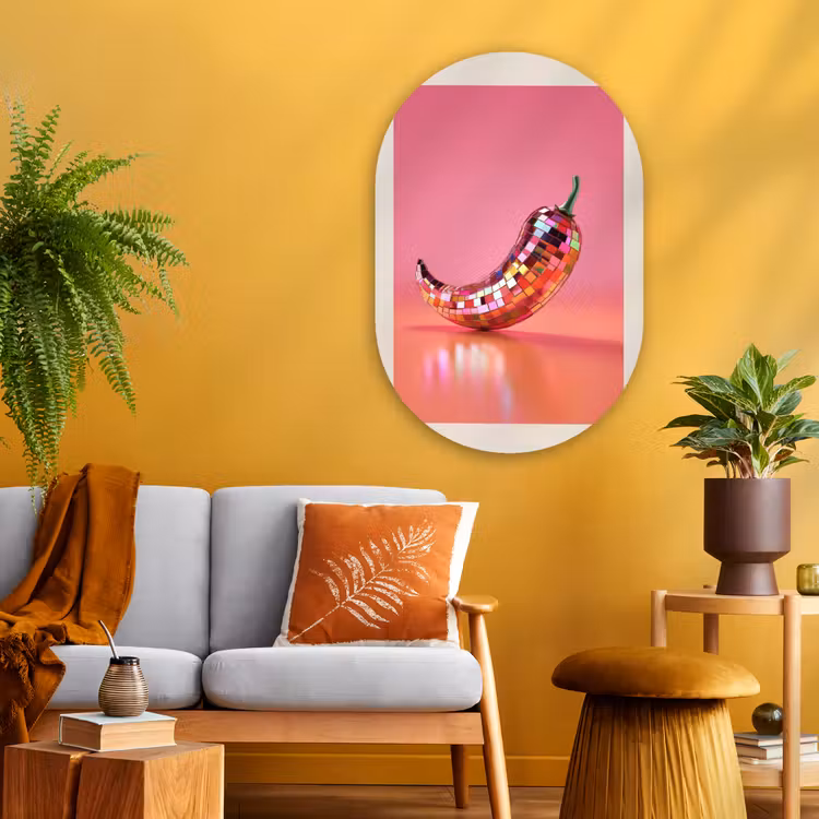 Muurovaal - Glas - Disco - Peper - Roze — 3