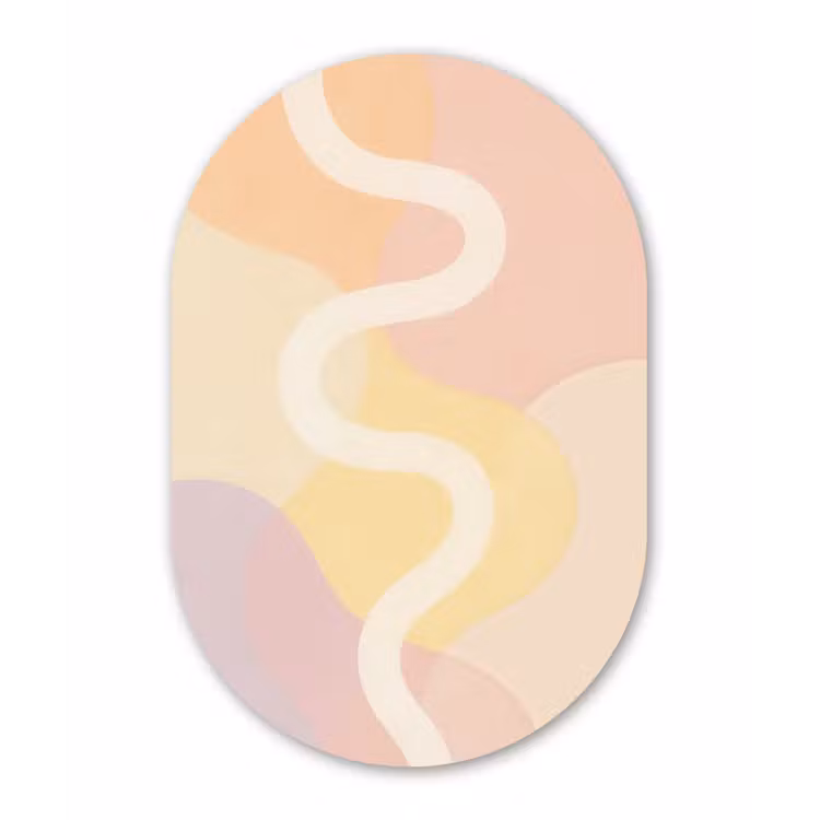Muurovaal - Glas - Golvende vormen - Abstract - pastel — 1