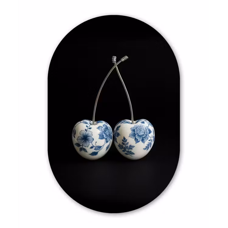 Muurovaal - Glas - Kersen - Delfts blauw - Fruit — 1