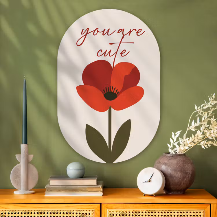 Muurovaal - Glas - Klaproos - Bloem - Rood - Valentijn — 2