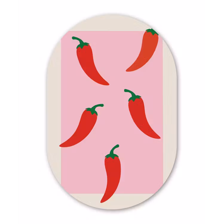 Muurovaal - Glas - Pepers - Rood - Illustratie — 1