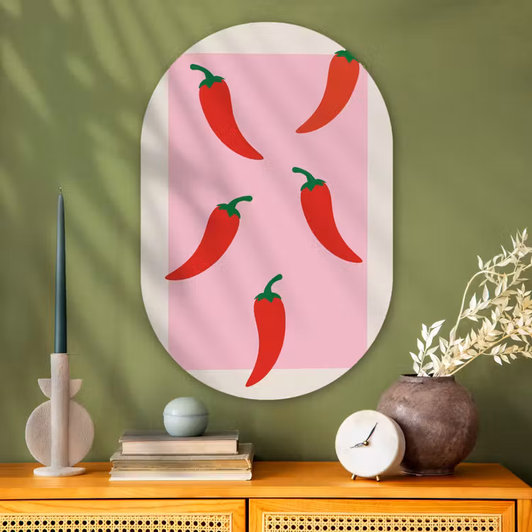 Muurovaal - Glas - Pepers - Rood - Illustratie — 2
