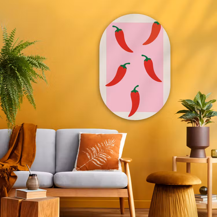 Muurovaal - Glas - Pepers - Rood - Illustratie — 3