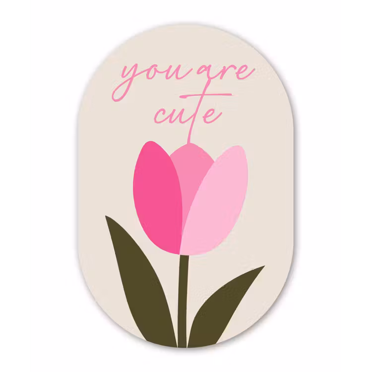 Muurovaal - Glas - Tulp - Roze - Valentijn - Bloem — 1