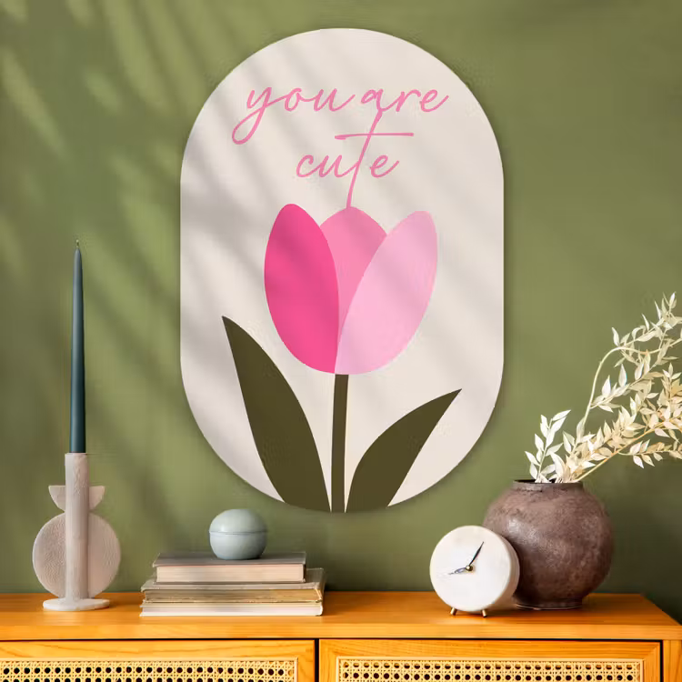 Muurovaal - Glas - Tulp - Roze - Valentijn - Bloem — 2