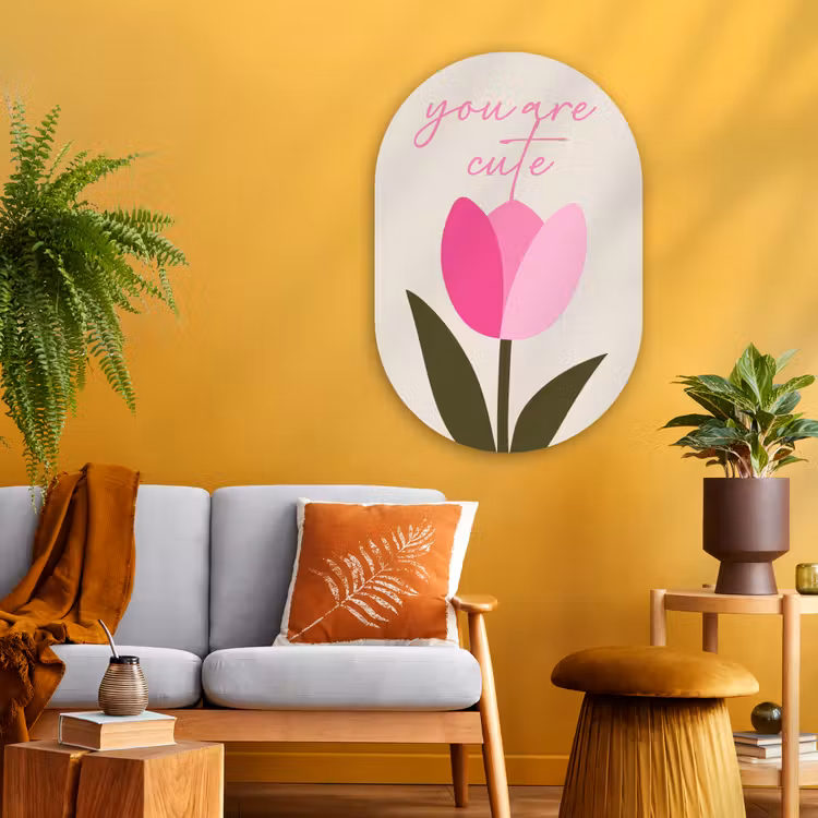 Muurovaal - Glas - Tulp - Roze - Valentijn - Bloem — 3